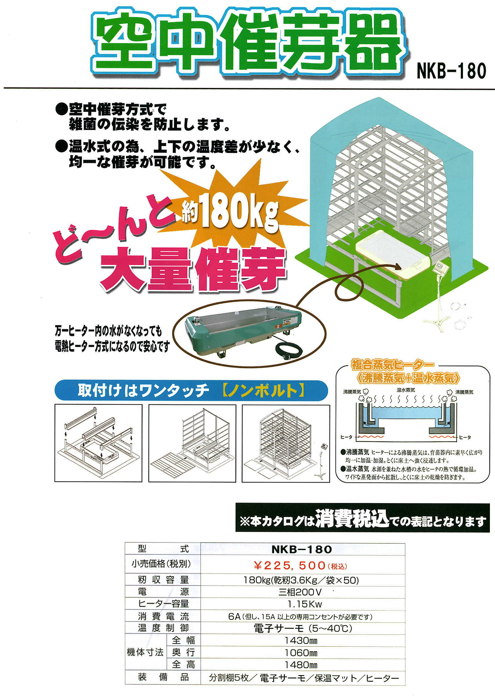 卸売 <br>石井製作所 isi フォークリフト仕様 温水育苗器 はつが FNK-1000 三相200V 20A 収納枚数1,000枚 温度 0〜40℃ 